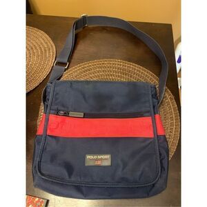 Ralph Lauren 1990 Polo Sport Messenger Crossbody Navy Blue Shoulder Bag